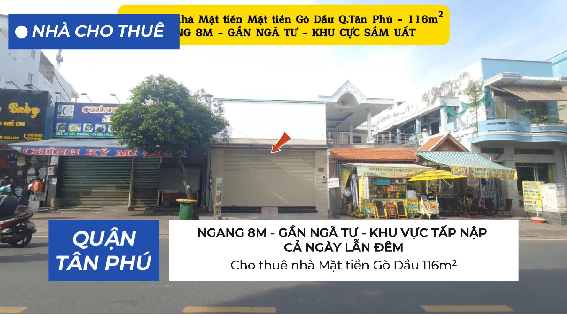 Cho thuê nhà Mặt tiền Gò Dầu 116m² -  NGANG 8M - GẦN NGÃ TƯ - Ảnh chính